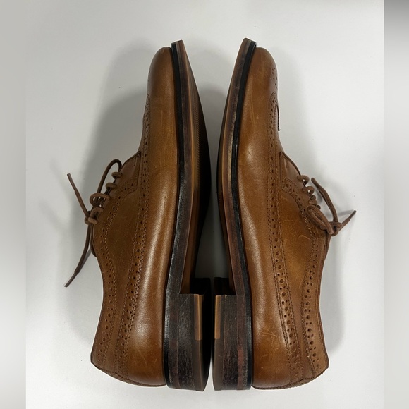 POLO RALPH LAUREN MENS MOSELY LEATHER WINGTIP,  TAN, SIZE 10.5D - Picture 8 of 11